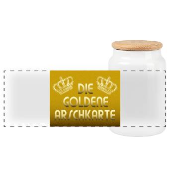 Die Goldene Arschkarte - Panorama Keksdose mit Holzdeckel - Weiß - Vorne