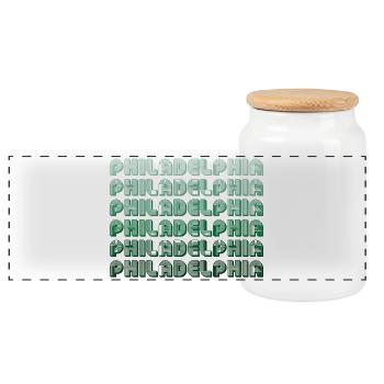 Philadelphia Typography Pattern - Panoramic Cookie Jar with Wooden Lid - white - Front