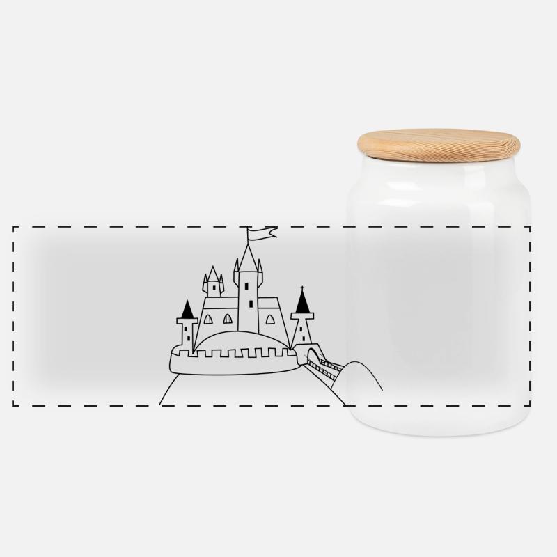 Schloss - Panorama Keksdose mit Holzdeckel - Weiß