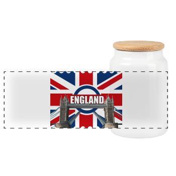 Turmbrücke mit England-Flagge - Panorama Keksdose mit Holzdeckel - Weiß - Vorne