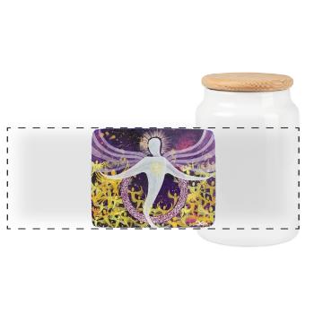 Stargate of the Angels - Sonja Ariel von Staden - Panoramic Cookie Jar with Wooden Lid - white - Front