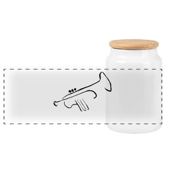 Pure trumpet 2 - Panoramic Cookie Jar with Wooden Lid - white - Front