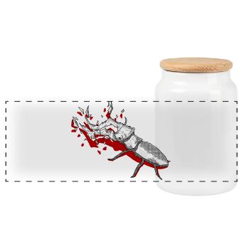 red kite - Panoramic Cookie Jar with Wooden Lid - white - Front