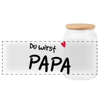Du wirst Papa - Panorama Keksdose mit Holzdeckel - Weiß - Vorne