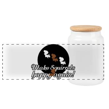 Squirrel Animals Love Animal Lover Sayings - Panoramic Cookie Jar with Wooden Lid - white - Front