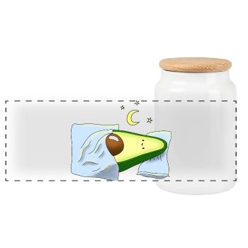 Avocado sleep shirt pajama gift for sleeping - Panoramic Cookie Jar with Wooden Lid - white - Front