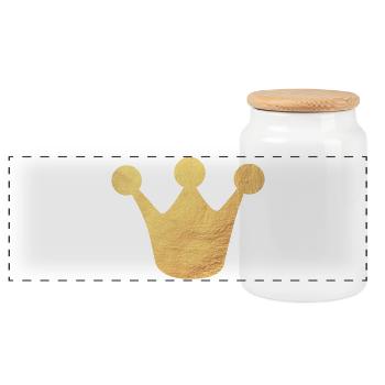 Krone Gold Queen König Prinzessin Märchen Symbol - Panorama Keksdose mit Holzdeckel - Weiß - Vorne