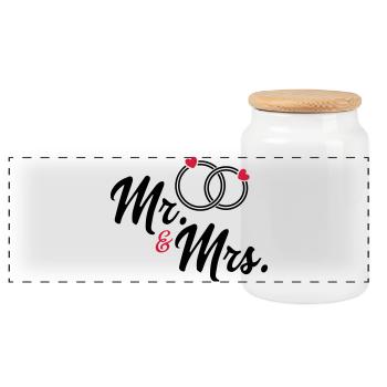 Couple - Panoramic Cookie Jar with Wooden Lid - white - Front