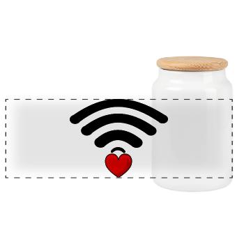 Black and red WiFi core - Panoramic Cookie Jar with Wooden Lid - white - Front