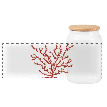 coral - Panoramic Cookie Jar with Wooden Lid - white - Front