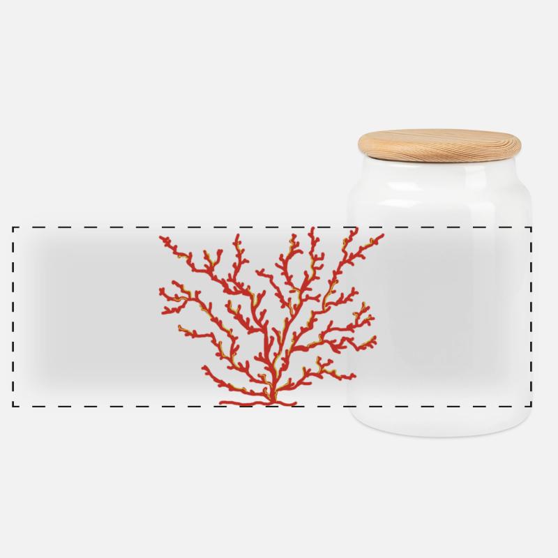 Coral - Panorama Keksdose mit Holzdeckel - Weiß
