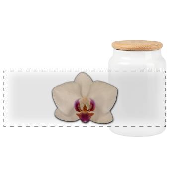 Orchideen - Panorama Keksdose mit Holzdeckel - Weiß - Vorne