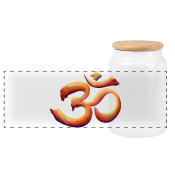 Om Rainbow Brush - Panoramic Cookie Jar with Wooden Lid - white - Front