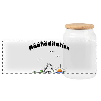 Meditation - Panorama Keksdose mit Holzdeckel - Weiß - Vorne