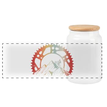 Bike Bike Without Battery Because I Can Gift - Panoramic Cookie Jar with Wooden Lid - white - Front
