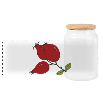 rose hip - Panoramic Cookie Jar with Wooden Lid - white - Front