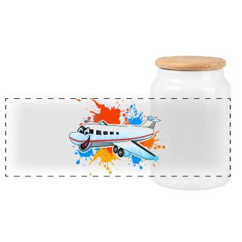 Avion - Boîte à biscuits avec couvercle en bois - blanc - Devant