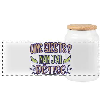 Une sieste ? Nan j'ai bêtise humour bébé naissance - Boîte à biscuits avec couvercle en bois - blanc - Devant