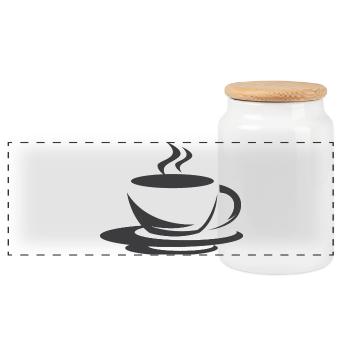 Icône café café tasse de café icône d’illustration - Boîte à biscuits avec couvercle en bois - blanc - Devant