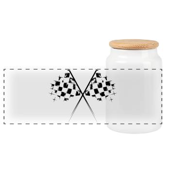 racing flag icon illustration checkered flag icon - Panoramic Cookie Jar with Wooden Lid - white - Front