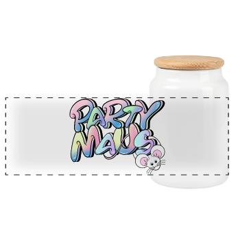 Hey süße Partymaus! - Panorama Keksdose mit Holzdeckel - Weiß - Vorne