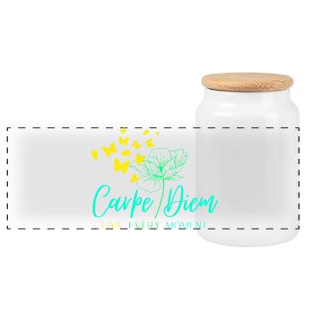 Carpe Diem LIVE EVERY MOMENT - Panoramic Cookie Jar with Wooden Lid - white - Front