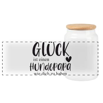 Hundepapa Hund Hundemensch Papa Vatertag Geschenk - Panorama Keksdose mit Holzdeckel - Weiß - Vorne