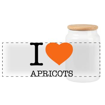 I LOVE APRICOTS Apricot - Panoramic Cookie Jar with Wooden Lid - white - Front