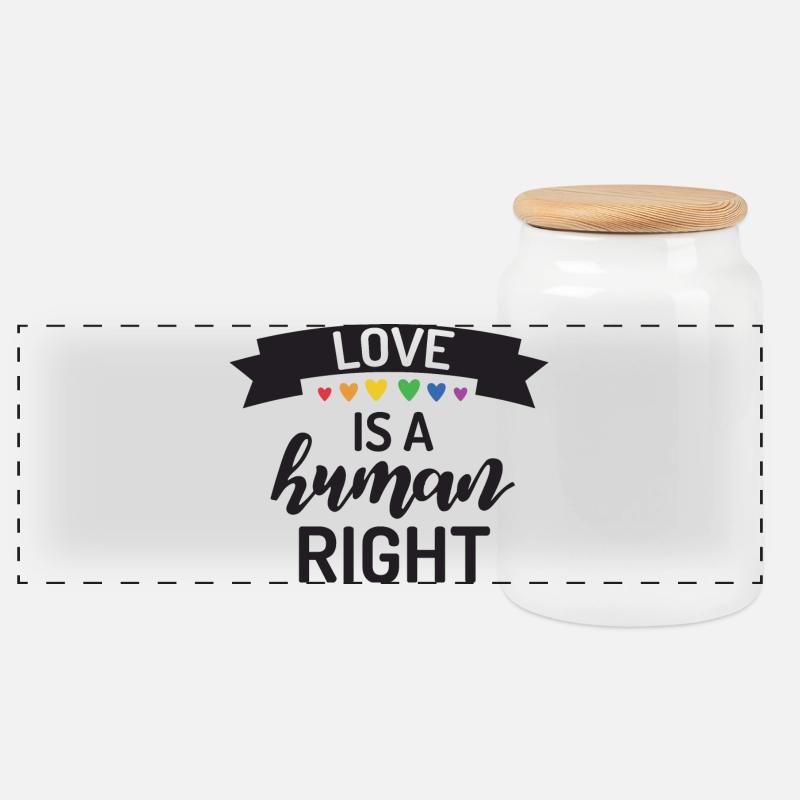 L’amour est un droit de l’homme - Boîte à biscuits avec couvercle en bois - blanc