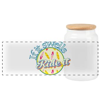 Surf passion if it swells ride it - Panoramic Cookie Jar with Wooden Lid - white - Front