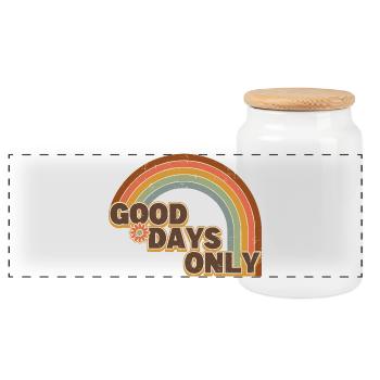 Good Days Only - Retro Vintage Rainbow - Panoramic Cookie Jar with Wooden Lid - white - Front