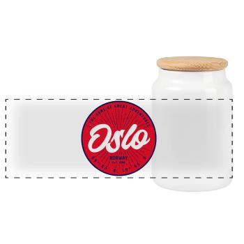 Cercle du logo de la ville vintage d’Oslo - Boîte à biscuits avec couvercle en bois - blanc - Devant