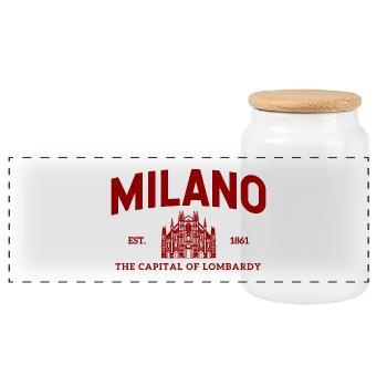 Logo de la cathédrale de Milan fondé en 1861 - Boîte à biscuits avec couvercle en bois - blanc - Devant