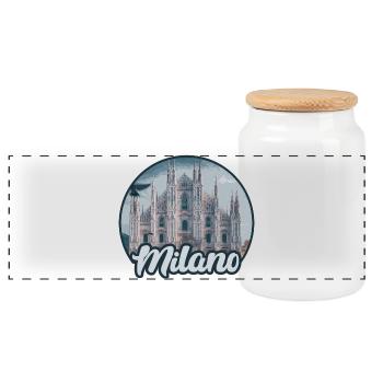 Milano Duomo Skyline - Panoramic Cookie Jar with Wooden Lid - white - Front