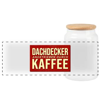 Dachdecker Kaffee Antrieb - Panorama Keksdose mit Holzdeckel - Weiß - Vorne