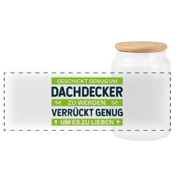 Geschickt & Verrückt – Dachdecker Statement Design - Panorama Keksdose mit Holzdeckel - Weiß - Vorne