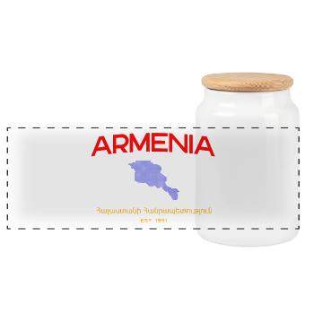 Emblème de l’écriture de la carte arménienne - Boîte à biscuits avec couvercle en bois - blanc - Devant