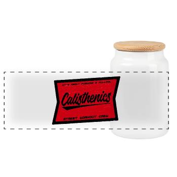 Calisthenics Streetworkout Logo - Panoramic Cookie Jar with Wooden Lid - white - Front