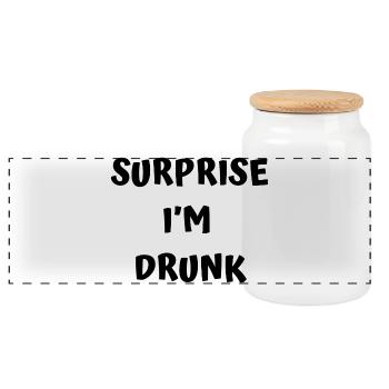 Funny drunk text - Panoramic Cookie Jar with Wooden Lid - white - Front