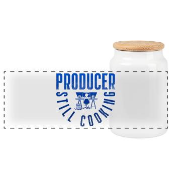 Producer Still Cooking Musik Design - Panorama Keksdose mit Holzdeckel - Weiß - Vorne