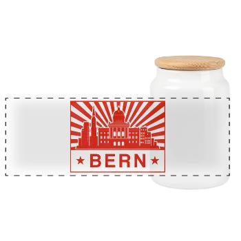 Bern - Panoramic Cookie Jar with Wooden Lid - white - Front