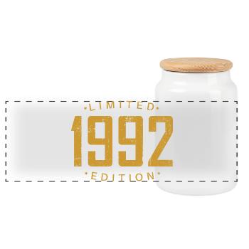 1992 Limited Edition Gold - Panoramic Cookie Jar with Wooden Lid - white - Front