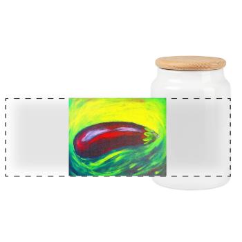 Abstrakte Auberginen Kunst - Panorama Keksdose mit Holzdeckel - Weiß - Vorne