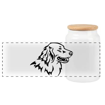 Hovawart Kopf - Panorama Keksdose mit Holzdeckel - Weiß - Vorne