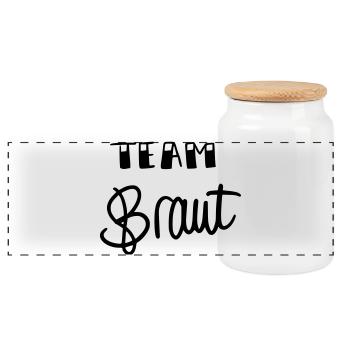 Team Braut - Panorama Keksdose mit Holzdeckel - Weiß - Vorne