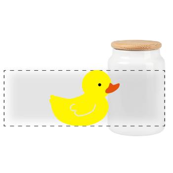 Cheerful Rubber Duck: A Touch of Yellow - Panoramic Cookie Jar with Wooden Lid - white - Front