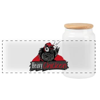 Heavy Chicken - Panorama Keksdose mit Holzdeckel - Weiß - Vorne