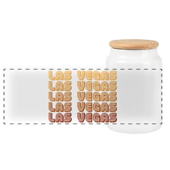 LasVegas Gradient Grid - Panoramic Cookie Jar with Wooden Lid - white - Front