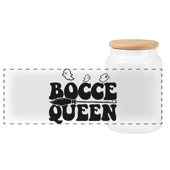Bocce Queen Spirit Halloween Costume Boule - Panoramic Cookie Jar with Wooden Lid - white - Front