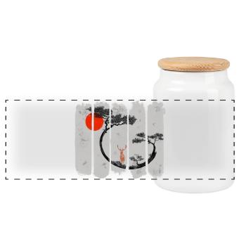 Shika - Panoramic Cookie Jar with Wooden Lid - white - Front